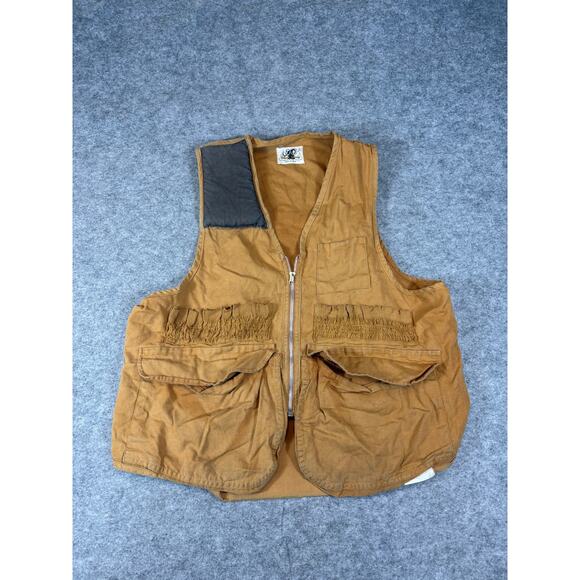 Vintage 90s Black Sheep Vest Men Large Brown Full Zip Utility Outdoor Fishing - Picture 2 of 9